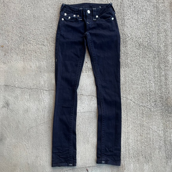 True Religion Skinny Jeans Dark Wash Denim Size 24 - Picture 2 of 6